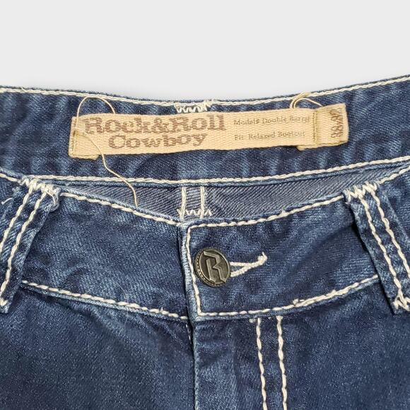 Rock & Roll Cowboy Mens Jeans Double Barrel Relaxed Bootcut Heavy Stitch 38x32 - Picture 3 of 12